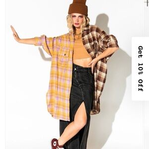 Dressed in Lala - Zuri Oversized Grunge Flannel